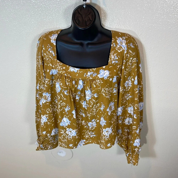 Free People Mustard Floral Blouse - Picture 2 of 10